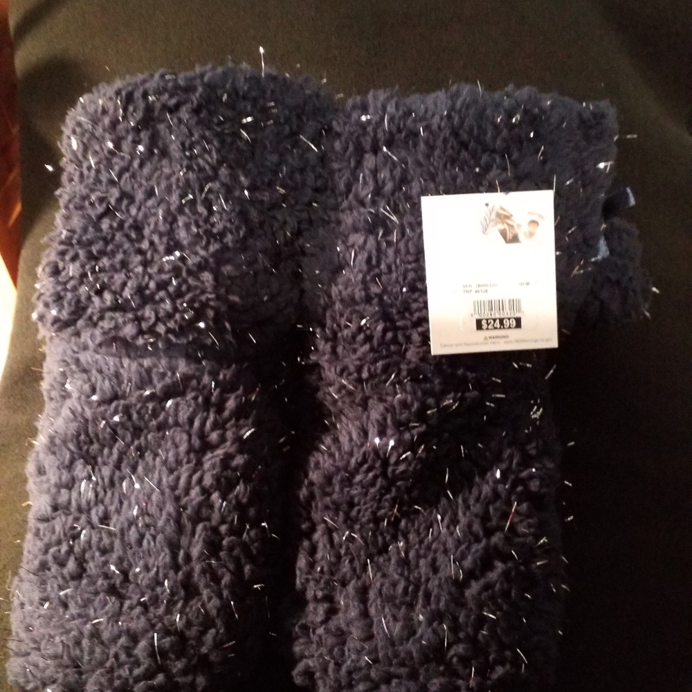 Navy blue bootie slippers